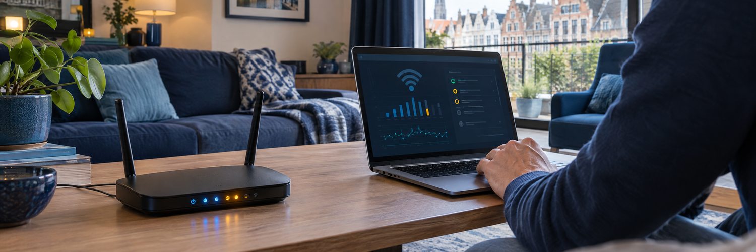 Controle van de wifi-verbinding bij een thuisrouter.