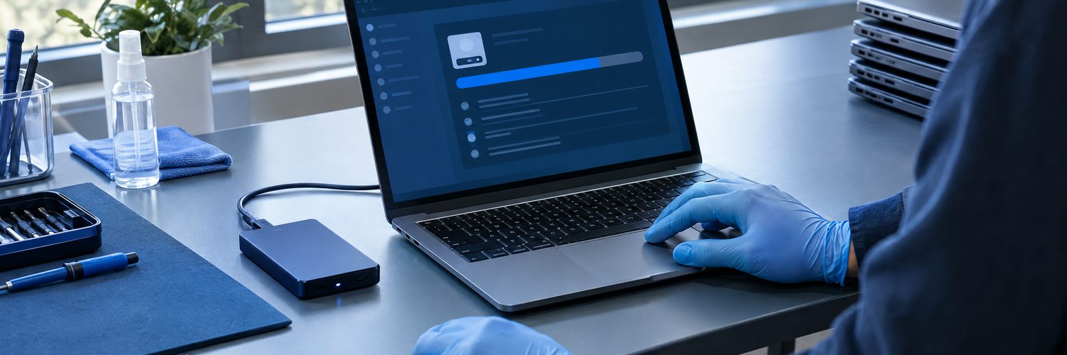 Laptop voorbereiden voor overdracht aan een nieuwe gebruiker.