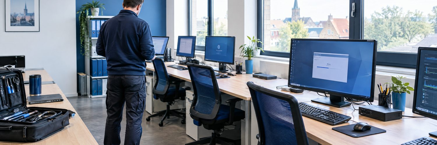 Controle van computerwerkplekken in een klein bedrijf.