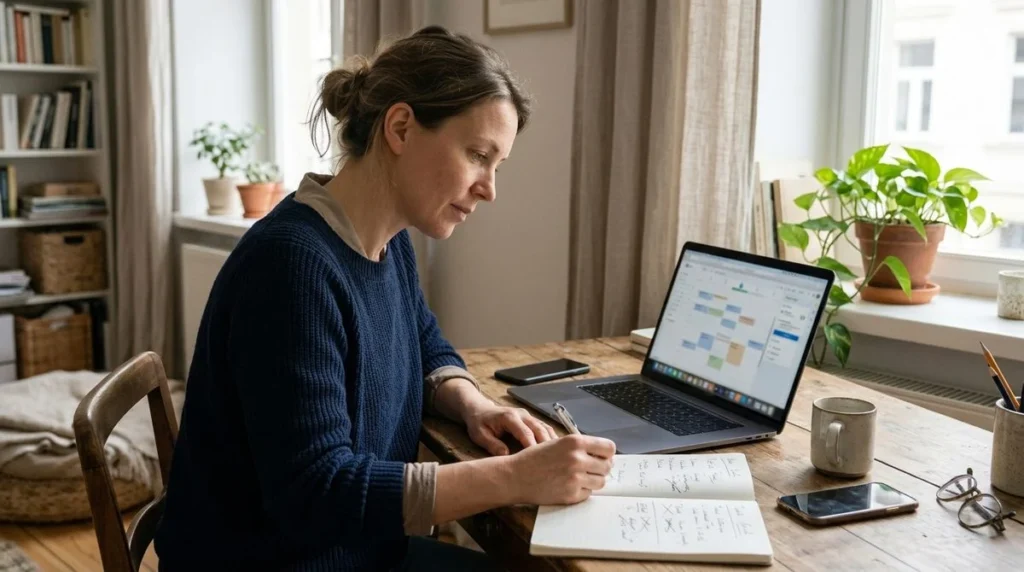Een gebruiker probeert een AI-hulpmiddel voor een kleine dagelijkse taak op de laptop.